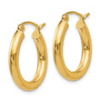 10k Polished 3mm Lightweight Tube Hoop Earrings