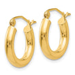10k Polished 3mm Lightweight Tube Hoop Earrings