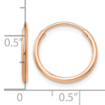 10k Rose Gold Polished Endless Tube Hoop Earrings - Birthstone Company