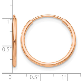10k Rose Gold Polished Endless Tube Hoop Earrings - Birthstone Company