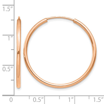 10k Rose Gold Polished Endless Tube Hoop Earrings - Birthstone Company