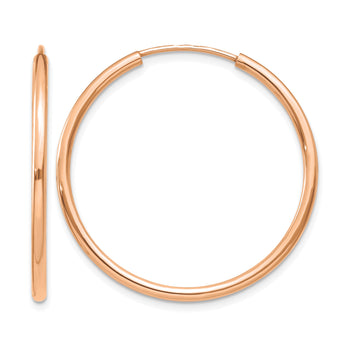 10k Rose Gold Polished Endless Tube Hoop Earrings - Birthstone Company