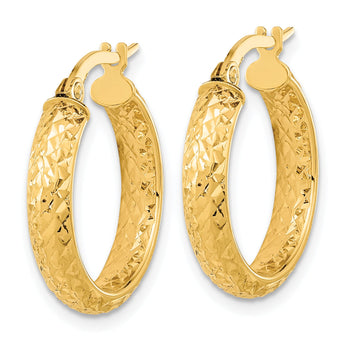 10k Polished and Diamond-cut Inside and Out Fancy Hoop Earrings