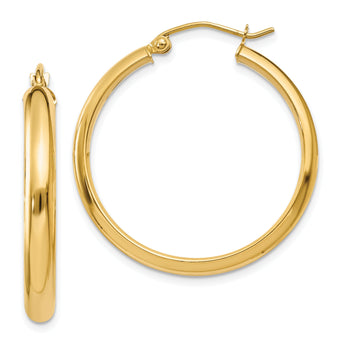 10k Round Tube Hoop Earrings