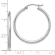 10k White Gold Satin and Diamond-cut 2mm Round Hoop Earrings