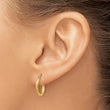 10k Satin and Diamond-cut 2mm Round Tube Hoop Earrings