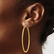 10k Satin and Diamond-cut 2mm Round Tube Hoop Earrings