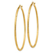10k Satin and Diamond-cut 2mm Round Tube Hoop Earrings