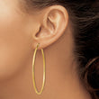 10k Satin and Diamond-cut 2mm Round Tube Hoop Earrings