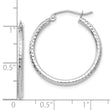 10k White Gold Diamond-cut 2mm Round Tube Hoop Earrings