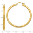 10k Satin & Diamond-cut 3mm Round Hoop Earrings