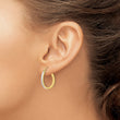 10k & Rhodium Diamond Cut Textured & Wavy Hoop Earrings