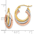 10k Tri-color Diamond-cut Triple Hoop Earrings