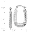 10k White Gold Polished Textured Rectangle Hoop Earrings