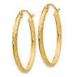 10k Lightweight Diamond-cut Oval Hoop Earrings