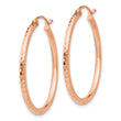 10K Rose Gold Diamond-cut Polished Hoop Earrings - Birthstone Company