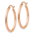 10K Rose Gold Diamond-cut Polished Hoop Earrings