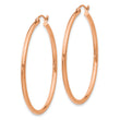 10k Rose Gold Polished 2mm Lightweight Tube Hoop Earrings