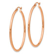 10k Rose Gold Polished 2mm Lightweight Tube Hoop Earrings - Birthstone Company