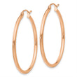10k Rose Gold Polished 2mm Lightweight Tube Hoop Earrings - Birthstone Company