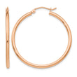 10k Rose Gold Polished 2mm Lightweight Tube Hoop Earrings - Birthstone Company