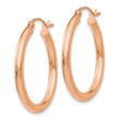 10k Rose Gold Polished 2.5mm Lightweight Tube Hoop Earrings - Birthstone Company