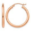 10k Rose Gold Polished 2.5mm Lightweight Tube Hoop Earrings - Birthstone Company