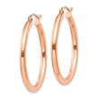 10k Rose Gold Polished 2.5mm Lightweight Tube Hoop Earrings - Birthstone Company