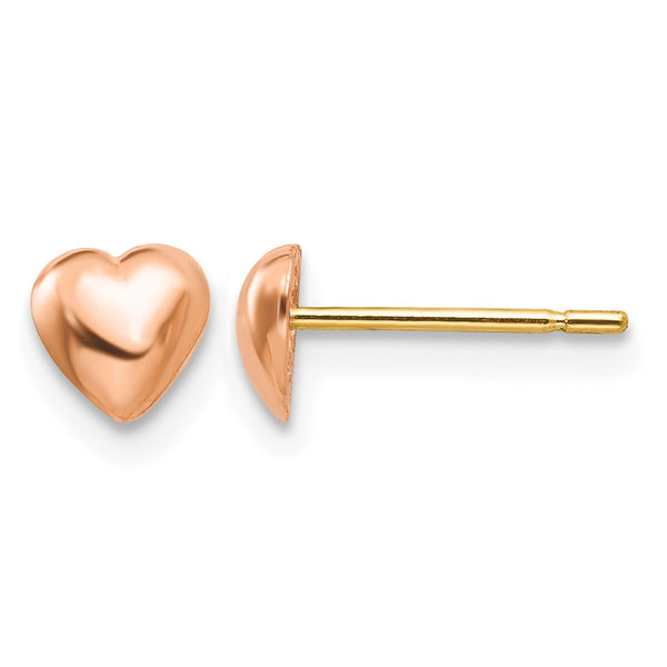 10K Rose Gold Polished Heart Post Earrings - Birthstone Company