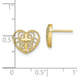 10k Heart w/Cross Post Earrings