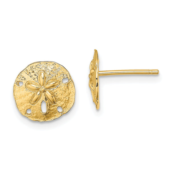 10K Polished Mini Sand Dollar Post Earrings