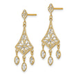 10K w/Rhodium Filigree Chandelier Dangle Earrings