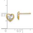 10K W/ Rhodium D/C Heart Post Earrings