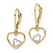 10k w/Rhodium Heart in Heart Leverback Dangle Earrings - Birthstone Company