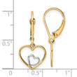10k w/Rhodium Heart in Heart Leverback Dangle Earrings