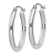 10k White Gold Polished 2.75mm Oval Tube Hoop Earrings