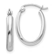 10k White Gold Polished 2.75mm Oval Tube Hoop Earrings