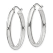 10k White Gold Polished 3.75mm Oval Tube Hoop Earrings