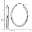 10k White Gold Polished 3.75mm Oval Tube Hoop Earrings