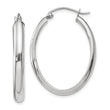 10k White Gold Polished 3.75mm Oval Tube Hoop Earrings