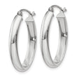10k White Gold Polished 3.75mm Oval Tube Hoop Earrings