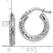 10K White Gold Diamond-Cut Hoop Earrings Polished Rhodium Finish