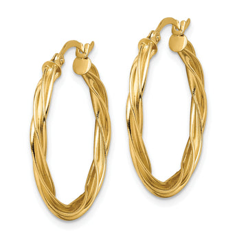 10k Polished Twisted 2.5mm Hoop Earrings