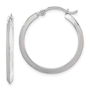 10k White Gold Polished Hoop Earrings