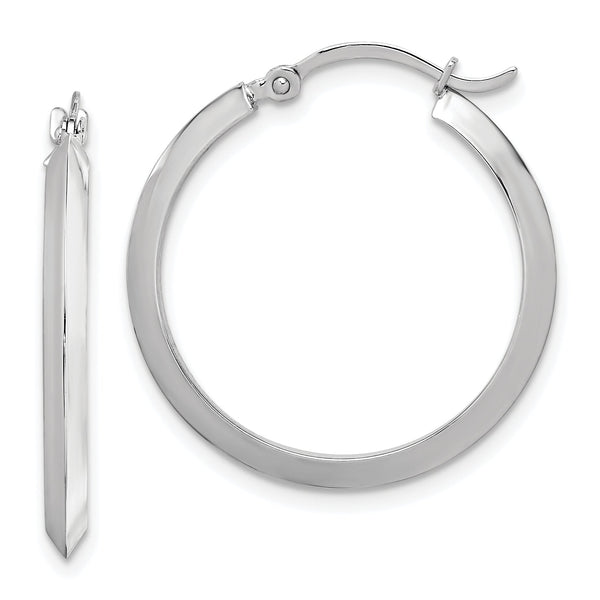 10k White Gold Polished Hoop Earrings