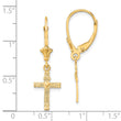 10K Textured Heart In Cross Leverback Earrings