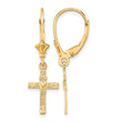 10K Textured Heart In Cross Leverback Earrings - Birthstone Company