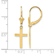 10k Polished Cross Leverback Earrings - Birthstone Company