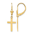 10k Polished Cross Leverback Earrings - Birthstone Company