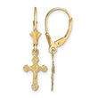 10k Crucifix Leverback Earrings - Birthstone Company